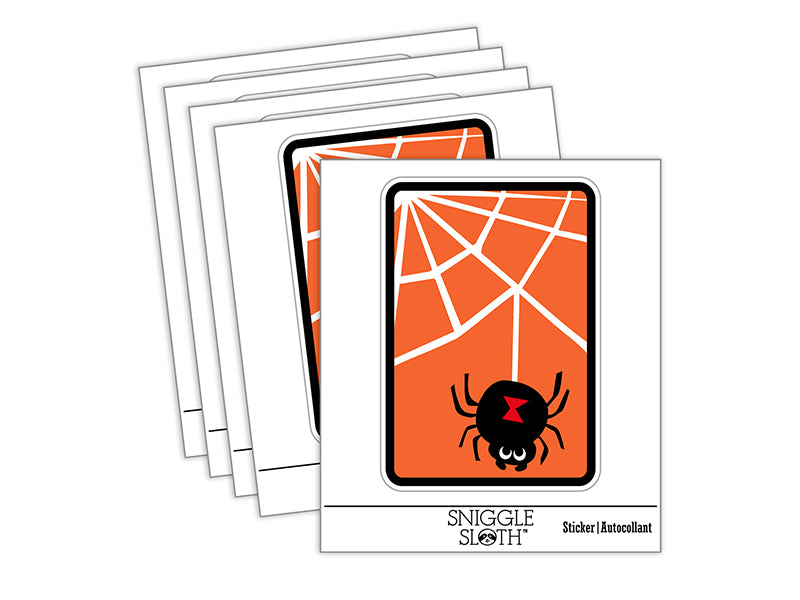 Black Widow Spider and Web Halloween Doodle Waterproof Vinyl Phone Tablet Laptop Water Bottle Sticker Set - 5 Pack