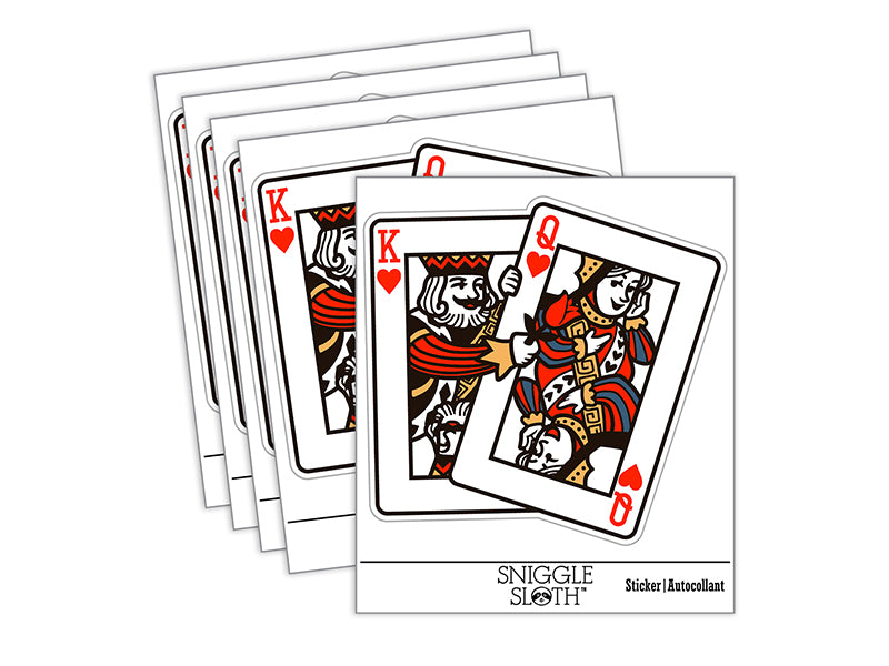 King and Queen of Hearts Playing Cards Waterproof Vinyl Phone Tablet Laptop Water Bottle Sticker Set - 5 Pack