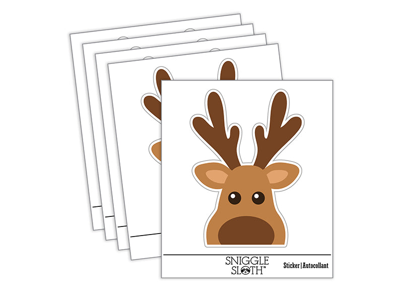 Peeking Reindeer Christmas Waterproof Vinyl Phone Tablet Laptop Water Bottle Sticker Set - 5 Pack