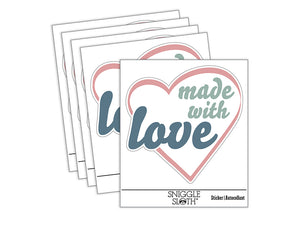 Made with Love in Heart Waterproof Vinyl Phone Tablet Laptop Water Bottle Sticker Set - 5 Pack