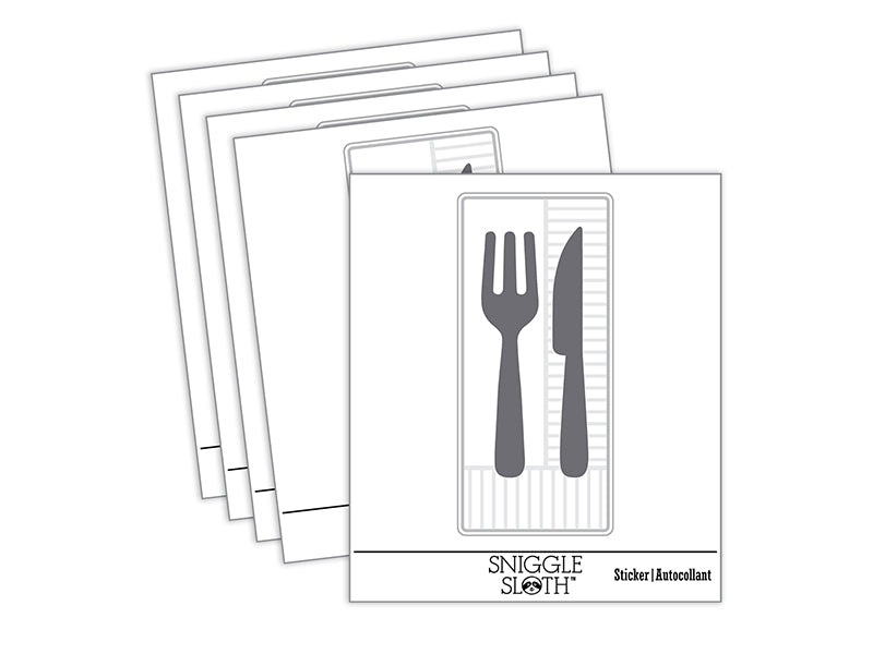 Fork and Knife Solid Silhouette Waterproof Vinyl Phone Tablet Laptop Water Bottle Sticker Set - 5 Pack