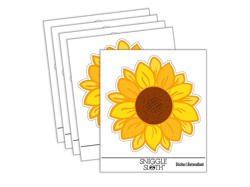 Cute Sunflower Doodle Waterproof Vinyl Phone Tablet Laptop Water Bottle Sticker Set - 5 Pack