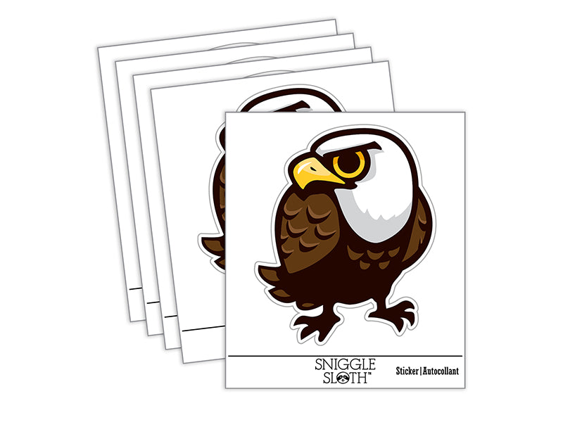 Cute and Grumpy Bald Eagle Waterproof Vinyl Phone Tablet Laptop Water Bottle Sticker Set - 5 Pack