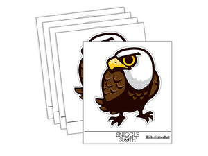 Cute and Grumpy Bald Eagle Waterproof Vinyl Phone Tablet Laptop Water Bottle Sticker Set - 5 Pack