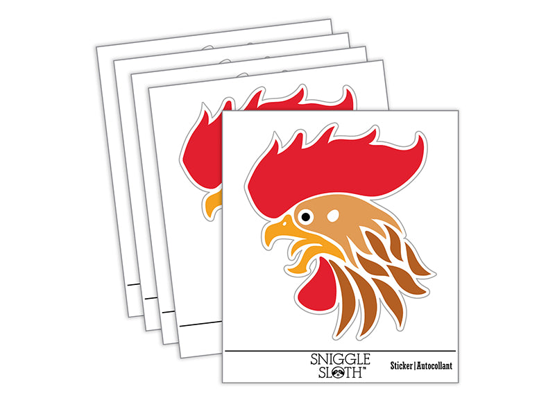 Wild Rooster Head Waterproof Vinyl Phone Tablet Laptop Water Bottle Sticker Set - 5 Pack