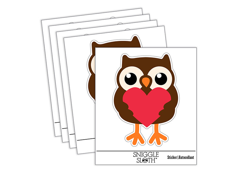 Owl Holding Heart Waterproof Vinyl Phone Tablet Laptop Water Bottle Sticker Set - 5 Pack