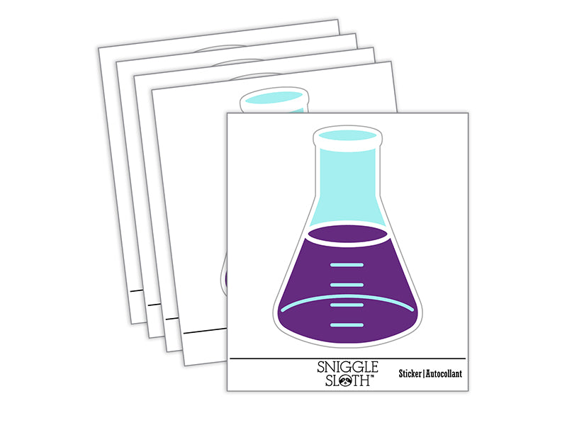 Glass Erlenmeyer Flask Chemistry Science Waterproof Vinyl Phone Tablet Laptop Water Bottle Sticker Set - 5 Pack