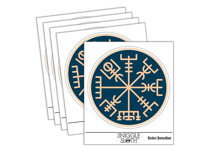 Viking Vegvisir Norse Protection Rune Waterproof Vinyl Phone Tablet Laptop Water Bottle Sticker Set - 5 Pack