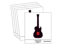 Electric Guitar Silhouette Waterproof Vinyl Phone Tablet Laptop Water Bottle Sticker Set - 5 Pack