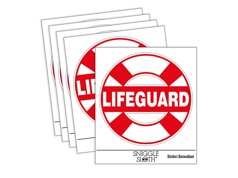 Lifeguard Lifesaver Buoy Waterproof Vinyl Phone Tablet Laptop Water Bottle Sticker Set - 5 Pack
