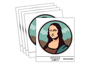 Mona Lisa Painting by Leonardo Da Vinci Waterproof Vinyl Phone Tablet Laptop Water Bottle Sticker Set - 5 Pack