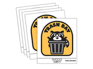 Trash Day Raccoon in Can Waterproof Vinyl Phone Tablet Laptop Water Bottle Sticker Set - 5 Pack