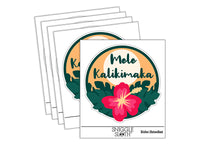 Mele Kalikimaka Hawaiian Merry Christmas Hibiscus Flower Vinyl Phone Tablet Laptop Water Bottle Sticker Set - 5 Pack