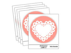 Fancy Heart Doily Love Valentine's Day Waterproof Vinyl Phone Tablet Laptop Water Bottle Sticker Set - 5 Pack