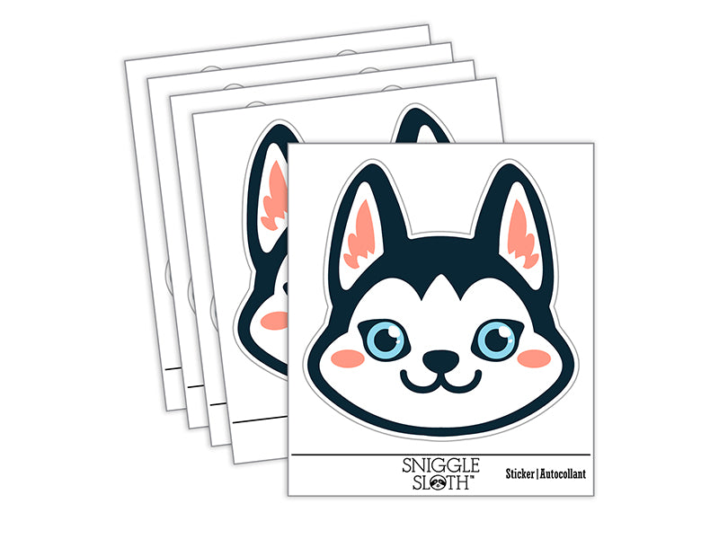 Chibi Husky Dog Head Waterproof Vinyl Phone Tablet Laptop Water Bottle Sticker Set - 5 Pack
