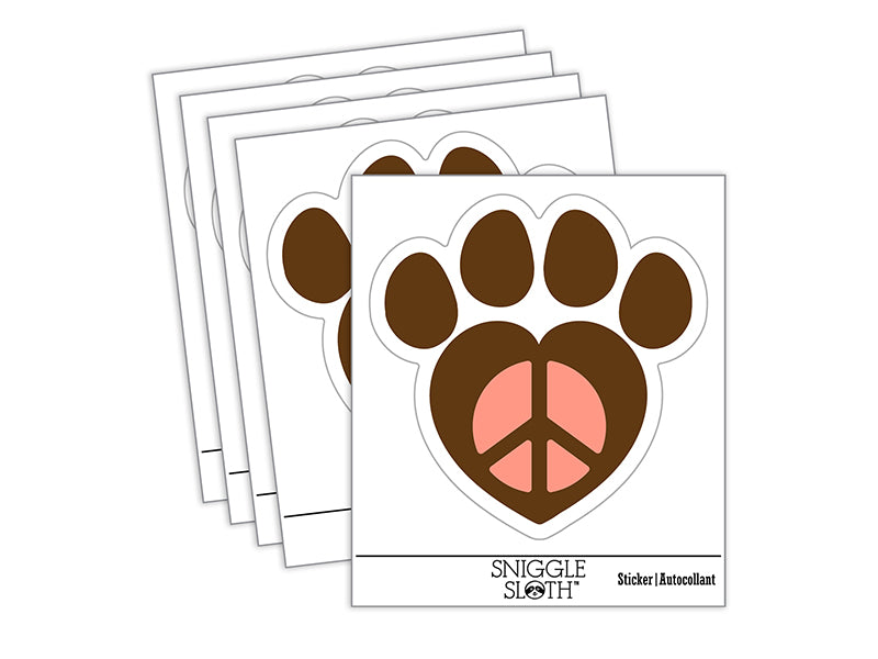 Paw Print Dog Cat Heart Peace Sign Waterproof Vinyl Phone Tablet Laptop Water Bottle Sticker Set - 5 Pack