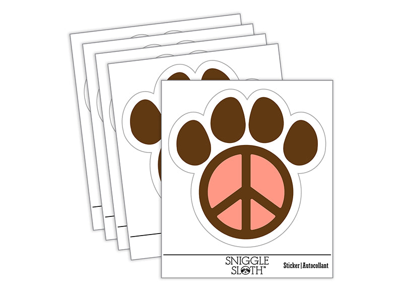 Paw Print Dog Cat Peace Sign Waterproof Vinyl Phone Tablet Laptop Water Bottle Sticker Set - 5 Pack