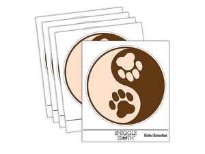 Paw Prints Yin Yang Cat Dog Waterproof Vinyl Phone Tablet Laptop Water Bottle Sticker Set - 5 Pack