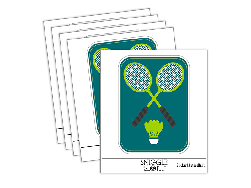 Badminton Rackets and Shuttlecock Birdy Waterproof Vinyl Phone Tablet Laptop Water Bottle Sticker Set - 5 Pack