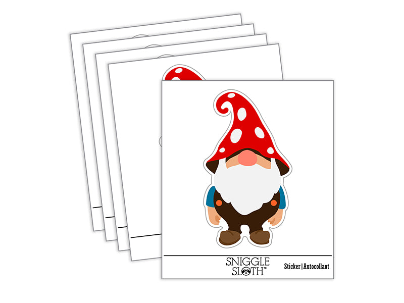 Cute Bearded Garden Gnome Waterproof Vinyl Phone Tablet Laptop Water Bottle Sticker Set - 5 Pack