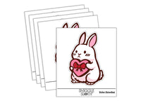 Cute Bunny Rabbit with Valentine's Day Heart Waterproof Vinyl Phone Tablet Laptop Water Bottle Sticker Set - 5 Pack