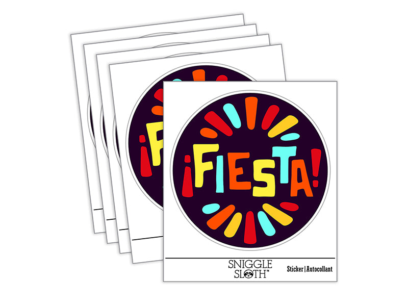 Fiesta Party Text Waterproof Vinyl Phone Tablet Laptop Water Bottle Sticker Set - 5 Pack