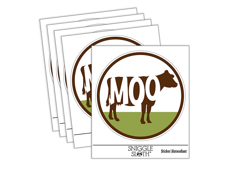 Cow Moo Farm Animal Waterproof Vinyl Phone Tablet Laptop Water Bottle Sticker Set - 5 Pack