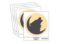 Wolf Howling Crescent Moon Waterproof Vinyl Phone Tablet Laptop Water Bottle Sticker Set - 5 Pack