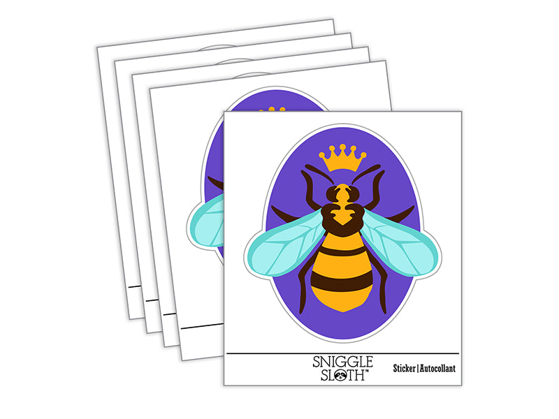 Queen Bee with Crown Honey Hive Waterproof Vinyl Phone Tablet Laptop Water Bottle Sticker Set - 5 Pack