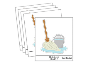 Mop and Bucket Cleaning Waterproof Vinyl Phone Tablet Laptop Water Bottle Sticker Set - 5 Pack