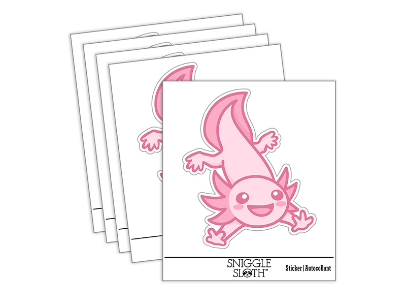 Adventurous Axolotl Salamander Waterproof Vinyl Phone Tablet Laptop Water Bottle Sticker Set - 5 Pack