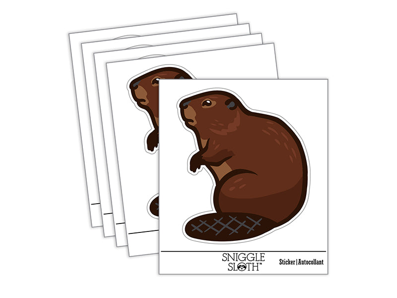 Beaver Sitting Waterproof Vinyl Phone Tablet Laptop Water Bottle Sticker Set - 5 Pack