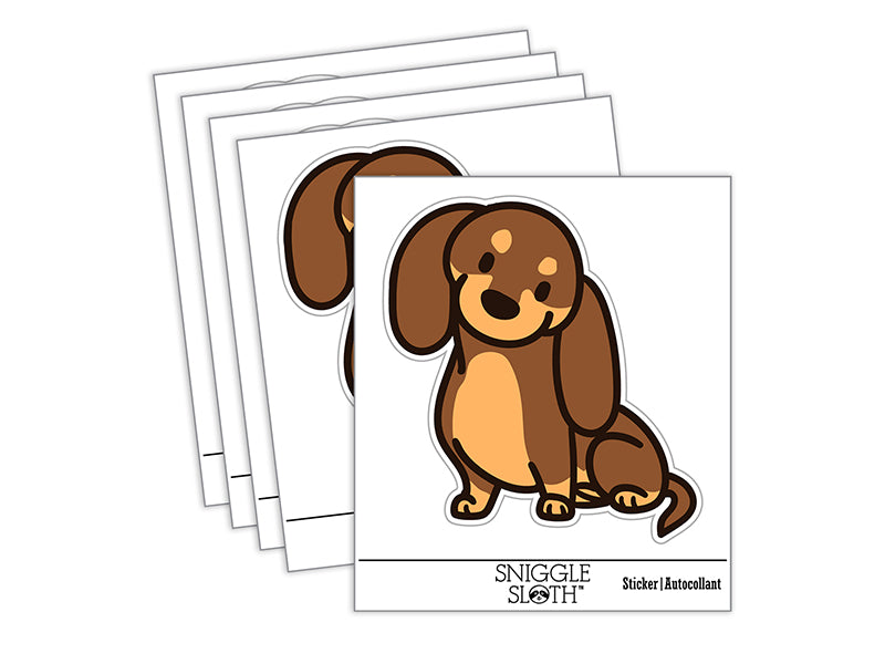 Dachshund Sitting Tilting Head Wiener Dog Waterproof Vinyl Phone Tablet Laptop Water Bottle Sticker Set - 5 Pack