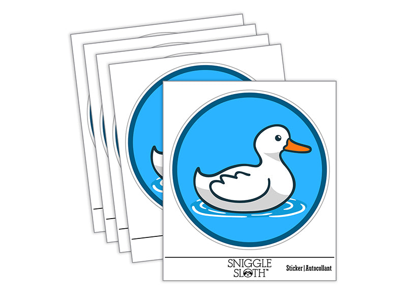 Delightful Duck Swimming on Water Waterproof Vinyl Phone Tablet Laptop Water Bottle Sticker Set - 5 Pack