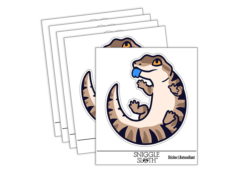 Fat Cute Blue Tongued Skink Lizard Reptile Waterproof Vinyl Phone Tablet Laptop Water Bottle Sticker Set - 5 Pack