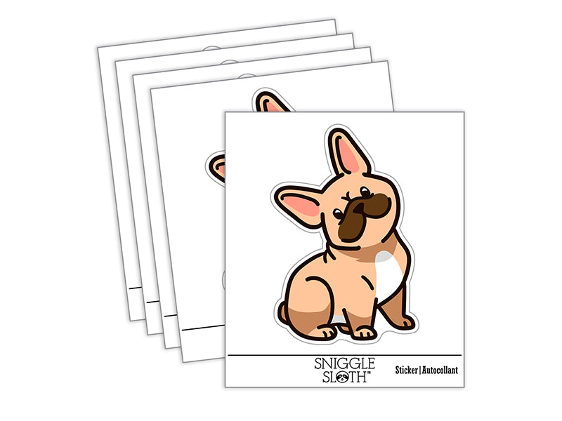 Frenchie Sitting Tilting Head French Bulldog Dog Waterproof Vinyl Phone Tablet Laptop Water Bottle Sticker Set - 5 Pack