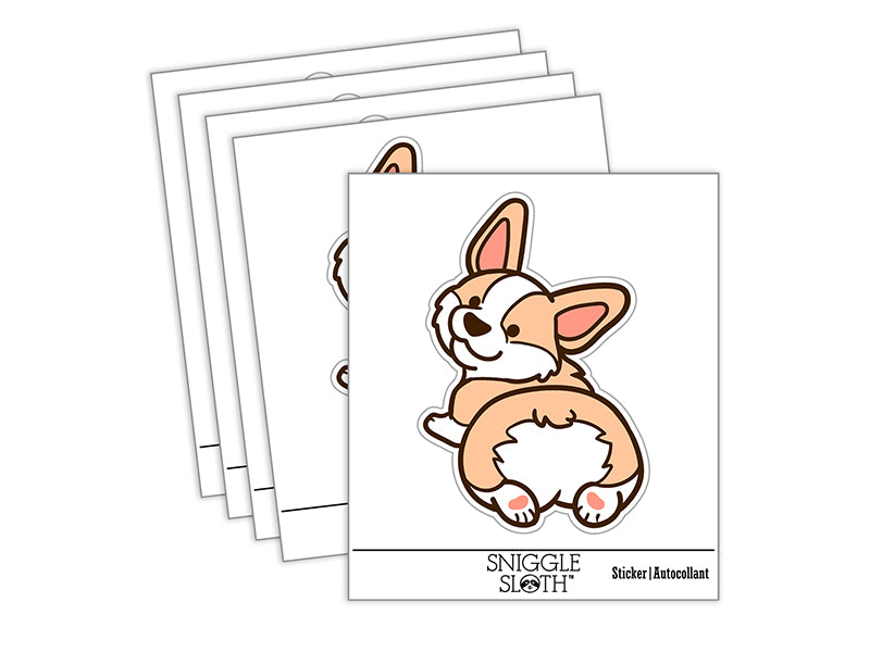 Pembroke Welsh Corgi from Behind Butt Dog Waterproof Vinyl Phone Tablet Laptop Water Bottle Sticker Set - 5 Pack