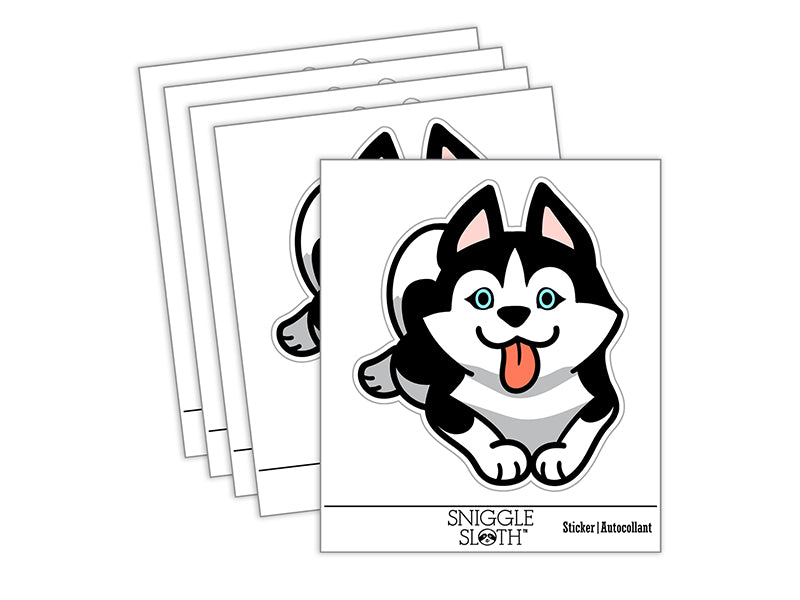 Siberian Husky Laying Down Dog Waterproof Vinyl Phone Tablet Laptop Water Bottle Sticker Set - 5 Pack