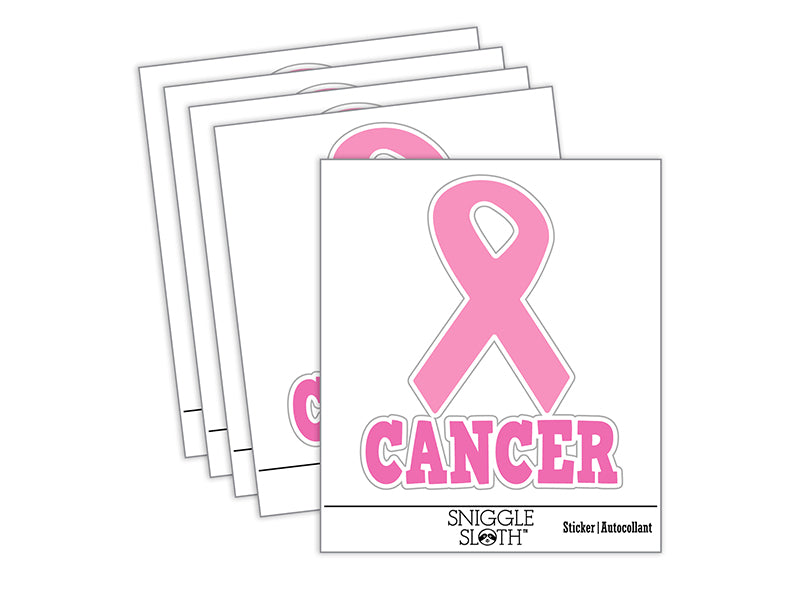 Cancer with Awareness Ribbon Waterproof Vinyl Phone Tablet Laptop Water Bottle Sticker Set - 5 Pack