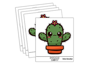 Adorable Kawaii Chibi Cactus in Pot Succulent Waterproof Vinyl Phone Tablet Laptop Water Bottle Sticker Set - 5 Pack