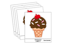 Summer Ice Cream Cone Sprinkles Chocolate Cherry Waterproof Vinyl Phone Tablet Laptop Water Bottle Sticker Set - 5 Pack