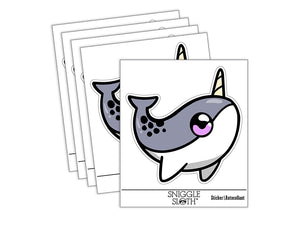 Sweet Kawaii Chibi Narwhal Waterproof Vinyl Phone Tablet Laptop Water Bottle Sticker Set - 5 Pack