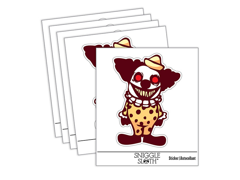 Creepy Spooky Little Grinning Clown Horror Waterproof Vinyl Phone Tablet Laptop Water Bottle Sticker Set - 5 Pack