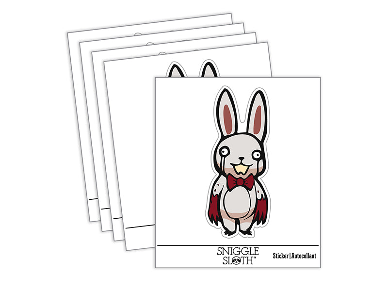 Creepy Spooky Murder Bunny Rabbit Horror Waterproof Vinyl Phone Tablet Laptop Water Bottle Sticker Set - 5 Pack