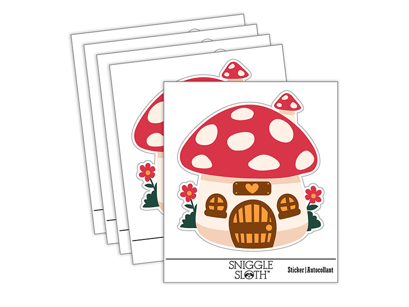 Cute Mushroom Gnome Home Waterproof Vinyl Phone Tablet Laptop Water Bottle Sticker Set - 5 Pack