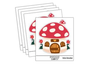 Cute Mushroom Gnome Home Waterproof Vinyl Phone Tablet Laptop Water Bottle Sticker Set - 5 Pack