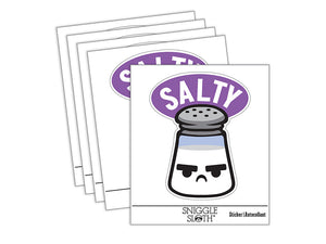 Kawaii Cute Salty Grumpy Salt Waterproof Vinyl Phone Tablet Laptop Water Bottle Sticker Set - 5 Pack