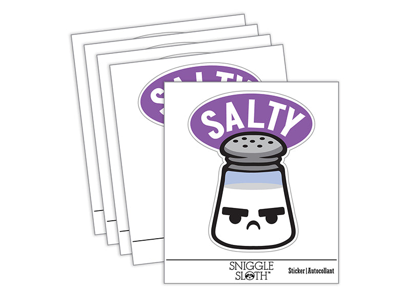 Kawaii Cute Salty Grumpy Salt Waterproof Vinyl Phone Tablet Laptop Water Bottle Sticker Set - 5 Pack