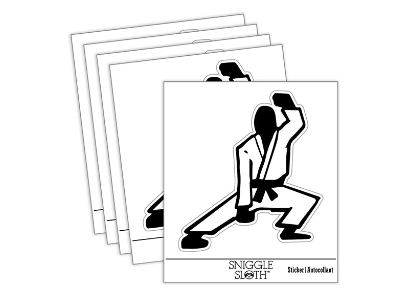 Kung Fu Martial Arts Crouch Stance Karate Gi Waterproof Vinyl Phone Tablet Laptop Water Bottle Sticker Set - 5 Pack