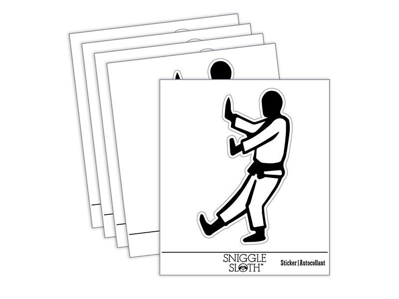 Kung Fu Martial Arts Tai Chi Stance Karate Gi Waterproof Vinyl Phone Tablet Laptop Water Bottle Sticker Set - 5 Pack